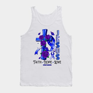 Apraxia Awareness - Jesus Cross ribbon Faith Tank Top